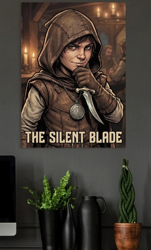 The Silent Blade Character Art — metal poster wall art by Lineer